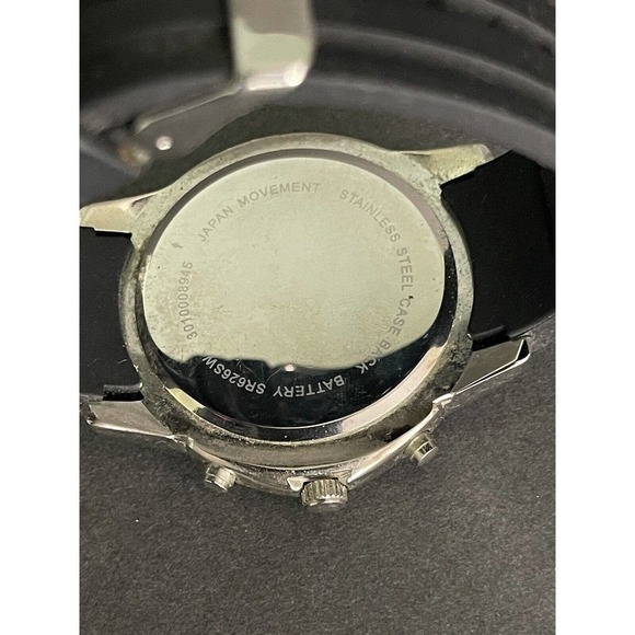 Unlisted Mens Stainless Steel Black Rubber Adjustable Band Mens Watch - Picture 6 of 7